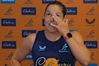 Emily Chancellor at her retirement press conference.