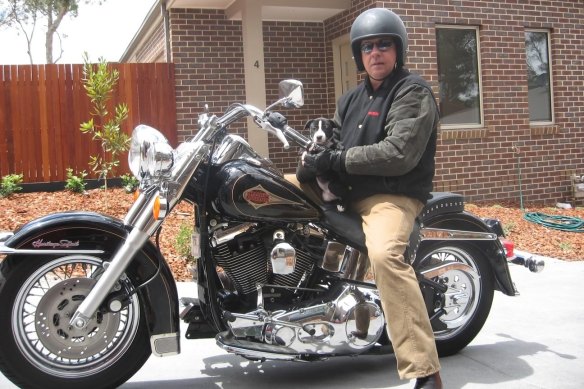 Gavin Morton on his Harley-Davidson, that was sold after he died 12 years ago. 
