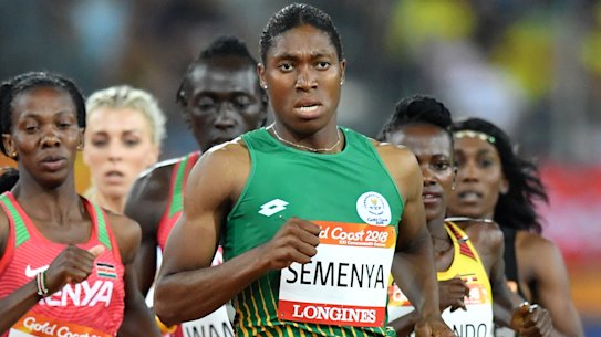 Caster Semenya of South Africa is seen during the Women's 800m Final on day nine of the XXI Commonwealth Games, at Carrara Stadium on the Gold Coast, Australia, Friday, April 13, 2018. (AAP Image/Darren England) NO ARCHIVING, EDITORIAL USE ONLY