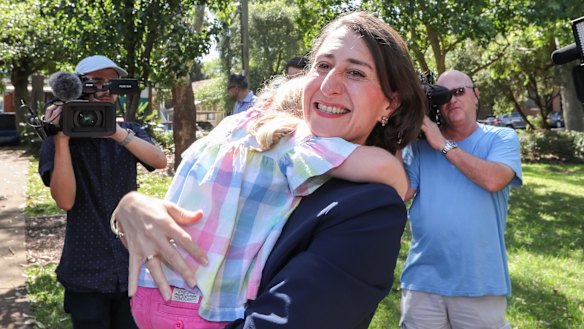 Time to celebrate: Premier Gladys Berejiklian on Sunday. 