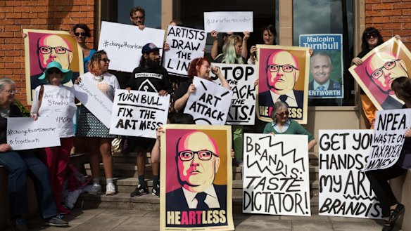 Artists protest cuts to the Australia Council in 2015.
