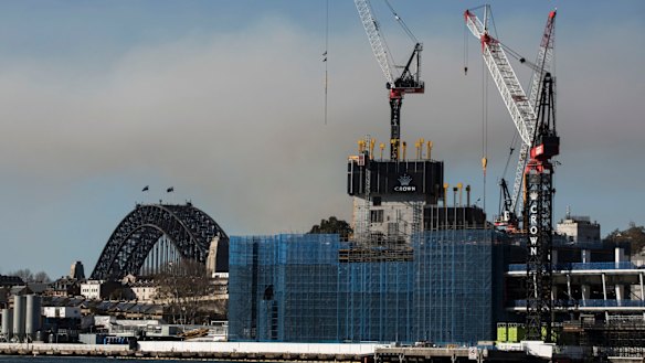 The Crown Casino under construction at Barangaroo. It's set for completion in 2021.