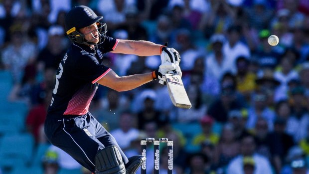 Jos Buttler brings up his ton against Australia at the SCG in last summer's third ODI.