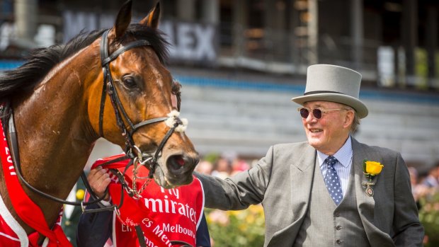 Steeped in history: Lloyd Williams lifted his sixth Melbourne Cup with Rekindling in 2017.