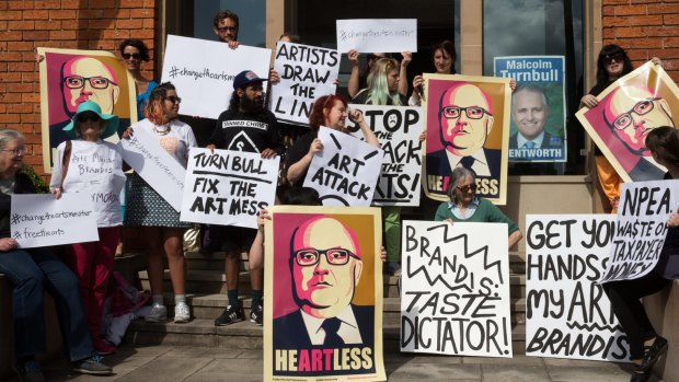 Artists protest cuts to the Australia Council in 2015.

