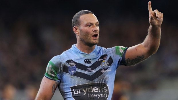 Give it to me: Boyd Cordner puts his hand up for kicking duties.