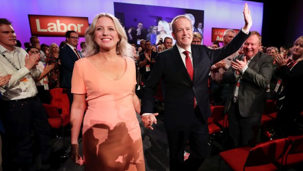 Opposition Leader Bill Shorten, and wife Chloe, during the first day of Labor's national conference last month.