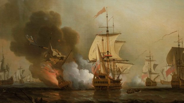 Action off Cartagena, 28 May 1708, shows the explosion of the San José.