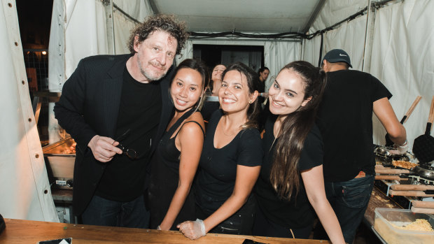 Some of the team from Puffle with Marco Pierre White at Perth's Night Noodle Markets at Elizabeth Quay.