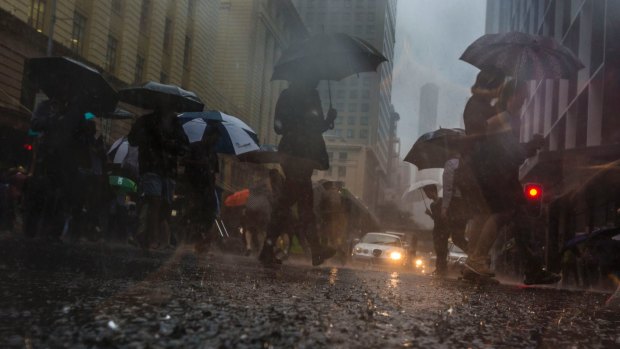 Debbie drenches: An image of ex-cyclone Debbie that hit Brisbane on March 30, 2017.