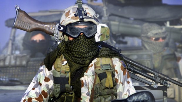 Australian SAS Soldiers on patrol near Bagram air base, Afghanistan.