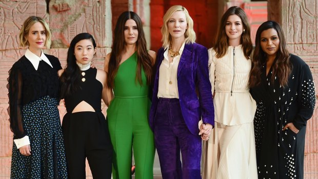 From left: Sarah Paulson, Awkwafina, Sandra Bullock, Cate Blanchett, Anne Hathaway and Mindy Kaling from Ocean's 8.