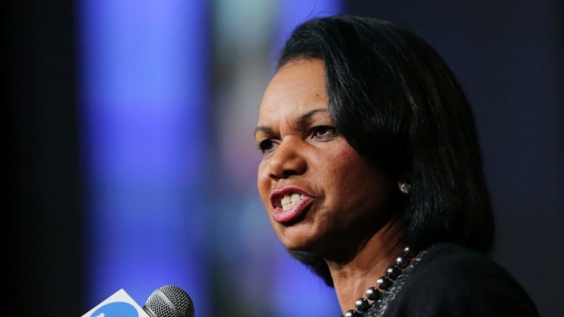 Former Secretary of State Condoleeza Rice speaks during a luncheon at the NCAA Convention in 2016.