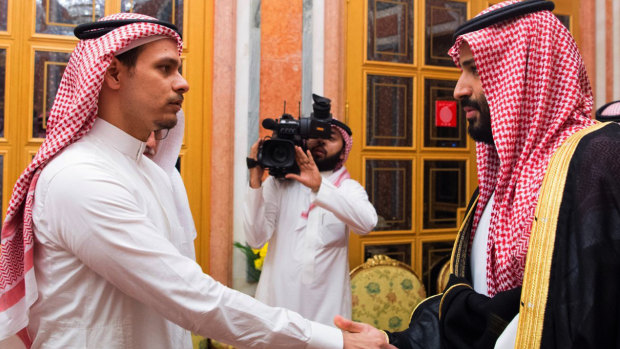 Jamal Khashoggi's son Salah (left), who cannot leave Saudi Arabia, was summoned to meet the Crown Prince on Tuesday.