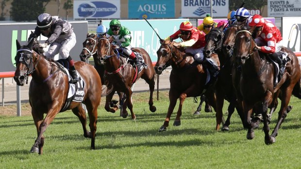 Out in front:  Houtzen wins the Magic Millions 2YO Classic on the Gold Coast in 2017.