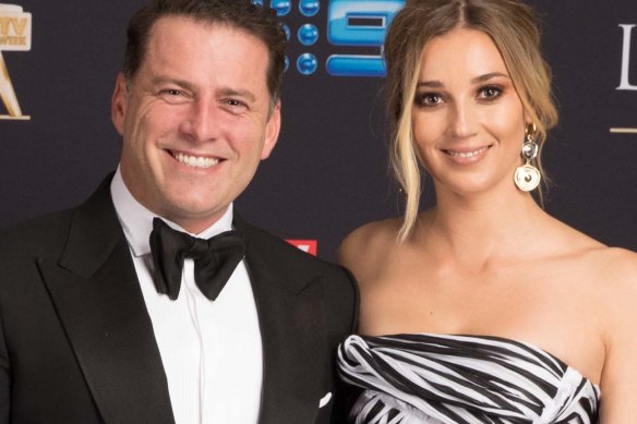 All smiles: Karl and Jasmine Stefanovic  posing before the Logies.