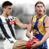 Young guns: Collingwood’s Nick Daicos and West Coast’s Harley Reid.