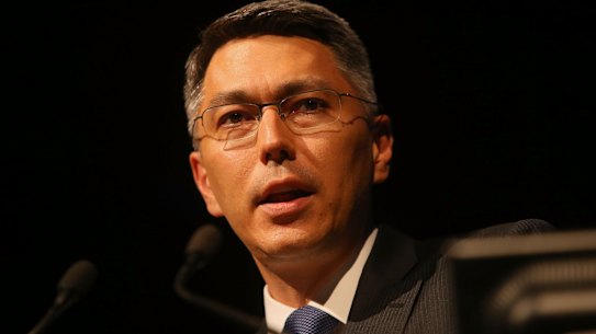 MELBOURNE, AUSTRALIA - APRIL 21:  BHP Australia President Operations, Minerals Mike Henry addresses the Melbourne Mining Club at Melbourne Town Hall on April 21, 2016 in Melbourne, Australia.  (Photo by Pat Scala/Fairfax Media)