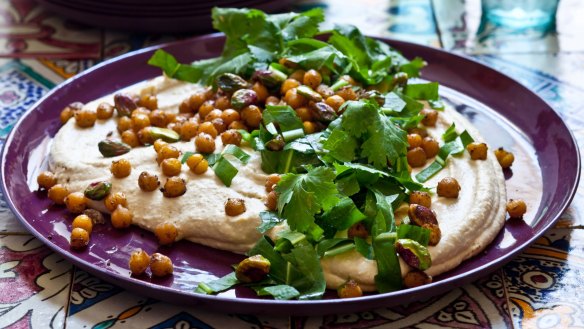 Karen Martini's hummus topped with crispy chickpeas.