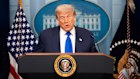 Donald Trump speaking at the weekend. The US President has called off discussions over trade tariffs with Canada in anger over its plan to impose taxes on US technology companies.