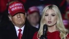 President Donald Trump watches as daughter Ivanka Trump speaks.