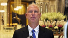 Kirill Dmitriev speaks to journalists at the Ritz Carlton hotel in Riyadh earlier this month. 