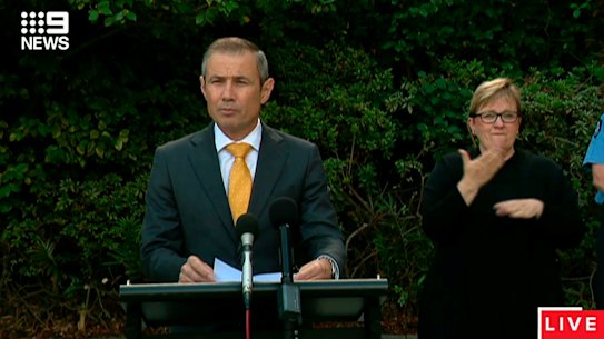 WA Health Minister Roger Cook April 20, 2020. Picture: Nine News Perth