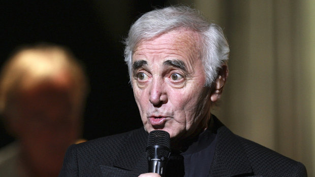  Charles Aznavour performs during a concert in Marseille, 2007.