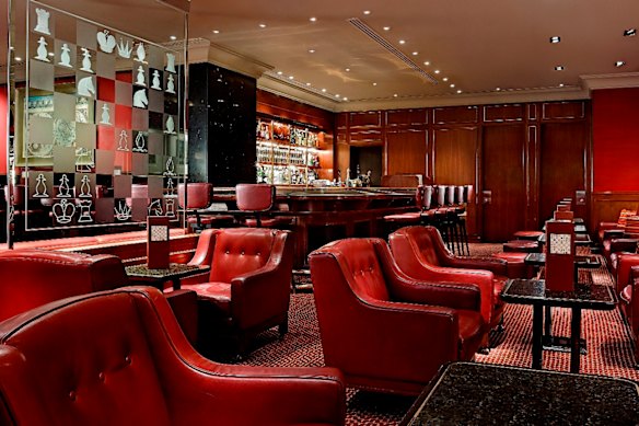 Red centre: Captain’s Bar at the Mandarin Oriental, Hong Kong.