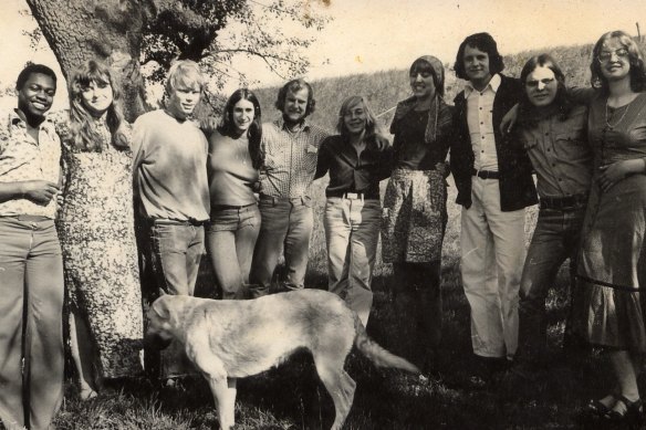 Tore Klevjer (third from left) at 22 with the other new recruits of the Children of God cult on a ranch in Breda, the Netherlands in 1975.