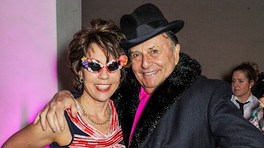 Kathy Lette and Barry Humphries attend an after party celebrating the press night performance of ‘Barry Humphries’ Eat, Pray, Laugh!′ in 2013 in London.