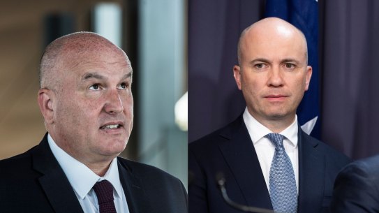 Treasurer Matt Kean (right) says a newly vacant upper house ticket should be filled by a female candidate, not Transport Minister David Elliott (left).