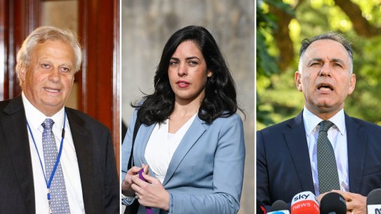 Composite image of Victorian Liberals Kim Wells, Moira Deeming and John Pesutto.