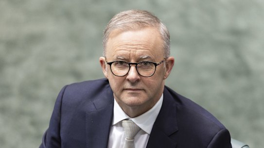Prime Minister Anthony Albanese during a division in the House of Representatives at Parliament House in Canberra on Wednesday 27 July 2022. fedpol Photo: Alex Ellinghausen