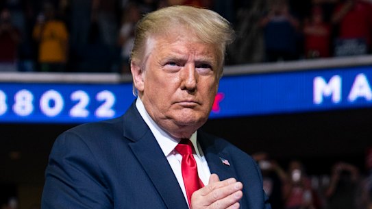 President Donald Trump at the campaign rally in Tulsa, Oklahoma. 