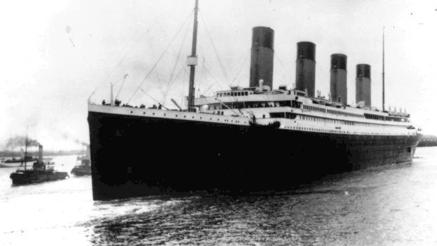 The Titanic leaves Southampton, England, on her maiden voyage in 1912.