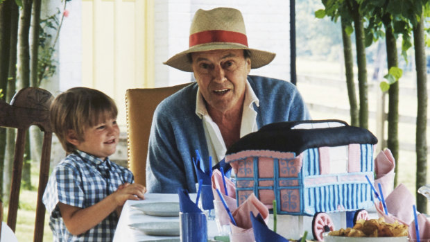 Roald Dahl circa 1989 with his grandson Luke Kelly.
