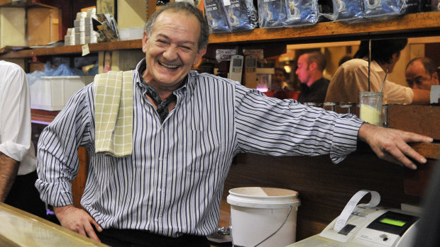 Sisto, with his trademark cravat and smile, in Pellegrini's in 2010.