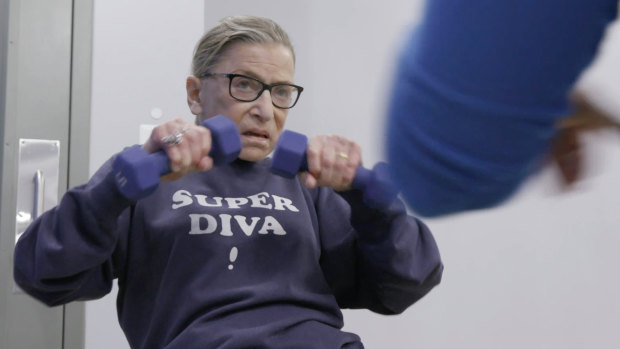 Ruth Bader Ginsburg working out.