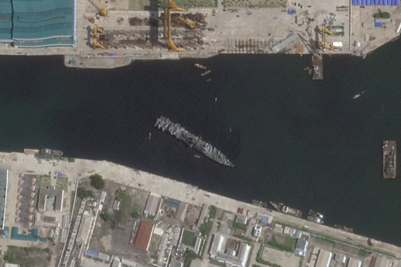 Latest satellite images show the ship floating in the port of Chongjin.