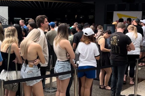 Hundreds showed up at Californian burgers In-N-Out’s  pop-up store at Fortitude Valley’s Sound Garden on Tuesday.
