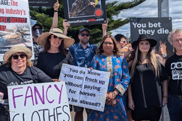 Greens senator Mehreen Faruqi gave a speech to protesters.