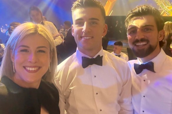 Jess Wilson with Nick and Josh Daicos at the 2026 Brownlow Medal.