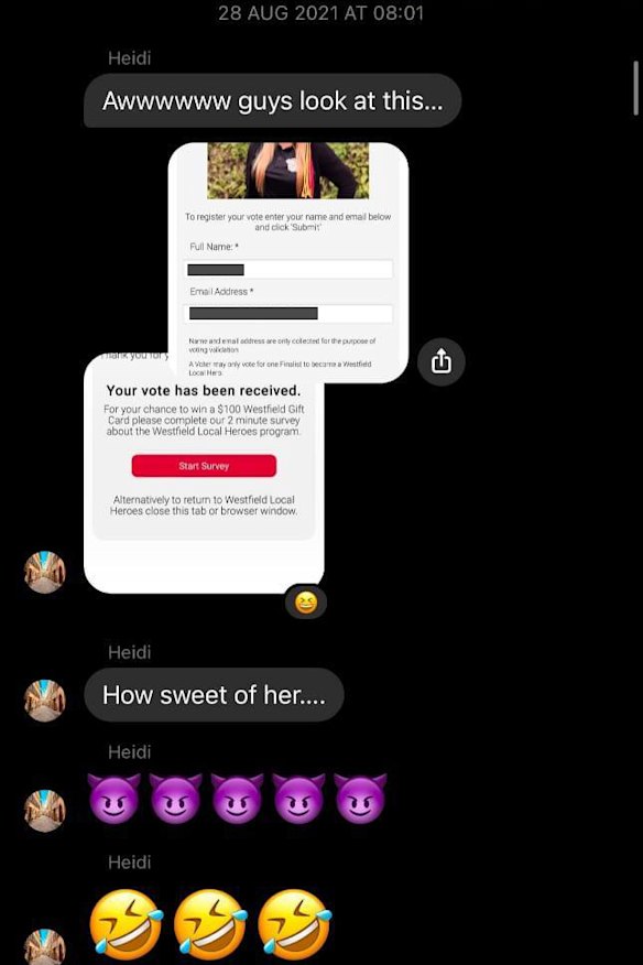 Narang Bir-rong Aboriginal Organisation CEO Heidi Bradshaw allegedly sent screenshots of her using former staff emails’ – including a personal email – to vote for herself. 