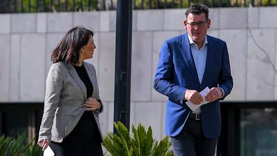 Marlene Kairouz with Daniel Andrews in April last year.