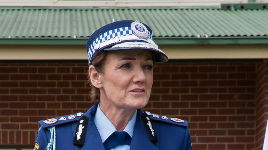 Karen Webb is sworn-in as NSW’s first female Commissioner of Police at the local school she attended in Boorowa. 