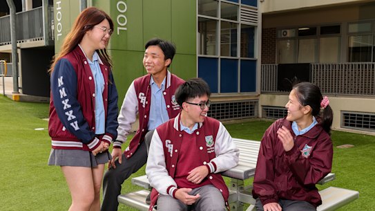 Thien Ngan Pham, Dac Huy Thuong Nguyen, Hoang Son Vu, and Do Thuong Thuong Nguyen are part of Cabramatta High School’s bumper HSC Vietnamese cohort. 
