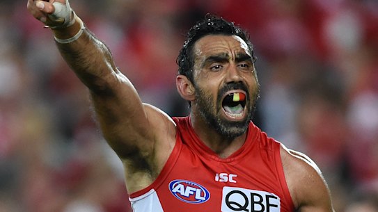 New documentary: Adam Goodes playing for the Sydney Swans in 2015. 
