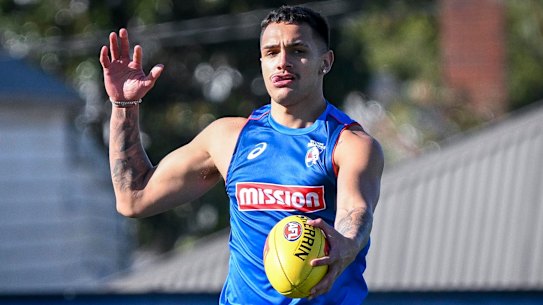 Jamarra Ugle-Hagan at Western Bulldogs training in June.