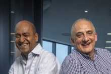 Sigma Healthcare CEO Vikesh Ramsunder, and Chemist Warehouse co-founder, Mario Verrocchi (R) both will remain in the combined business valued at $8.8 billion.